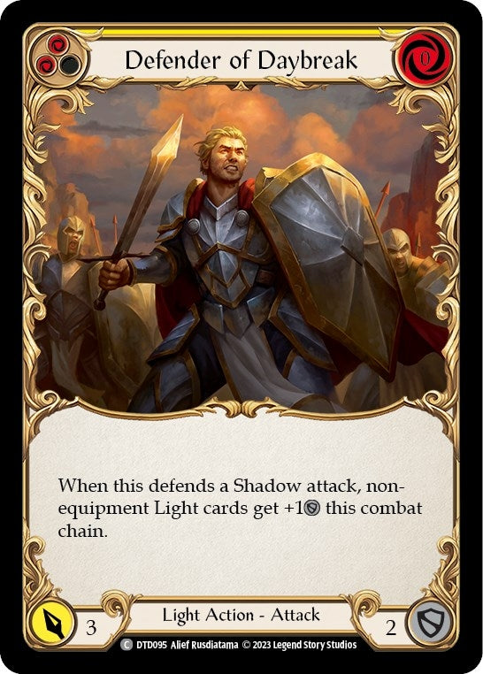 Image for Defender of Daybreak (Yellow) (DTD095) - Flesh and Blood TCG