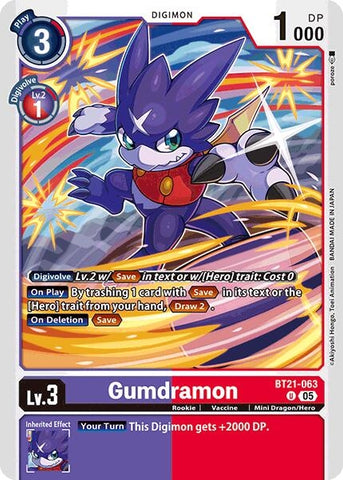 Image for Gumdramon (BT21-063 U) (World Convergence) - Digimon Card Game
