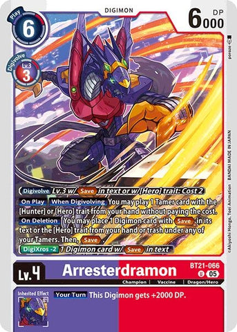 Image for Arresterdramon (BT21-066 U) (World Convergence) - Digimon Card Game