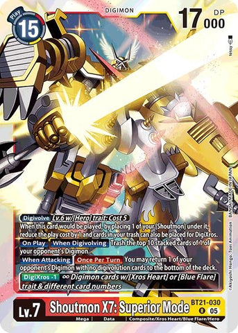 Image for Shoutmon X7: Superior Mode (BT21-030 R) (World Convergence) - Digimon Card Game