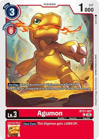 Image for Agumon - BT21-007 (BT21-007 C) (World Convergence) - Digimon Card Game