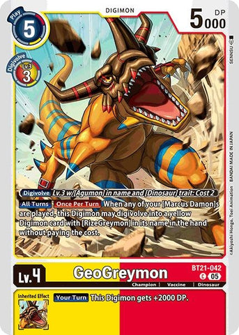 Image for GeoGreymon (BT21-042 C) (World Convergence) - Digimon Card Game