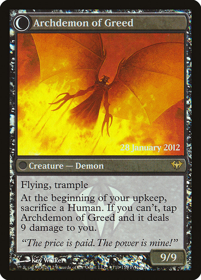 Ravenous Demon // Archdemon of Greed  (Prerelease) [Dark Ascension Prerelease Promos]