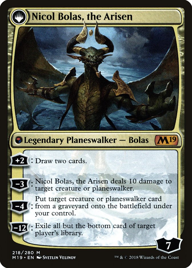 Nicol Bolas, the Ravager // Nicol Bolas, the Arisen  (Prerelease) [Core Set 2019 Prerelease Promos]