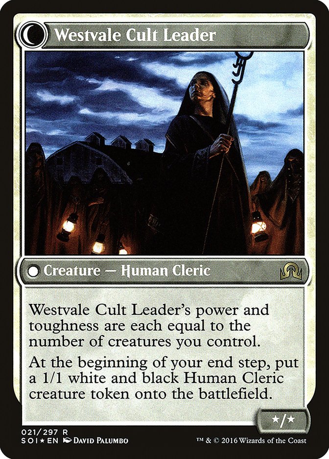 Hanweir Militia Captain // Westvale Cult Leader (Prerelease) [Shadows over Innistrad Prerelease Promos]