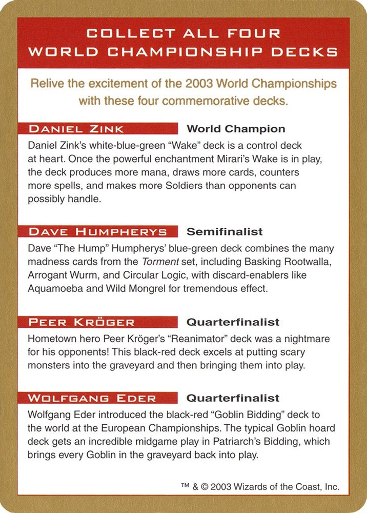 2003 World Championships Ad [World Championship Decks 2003]