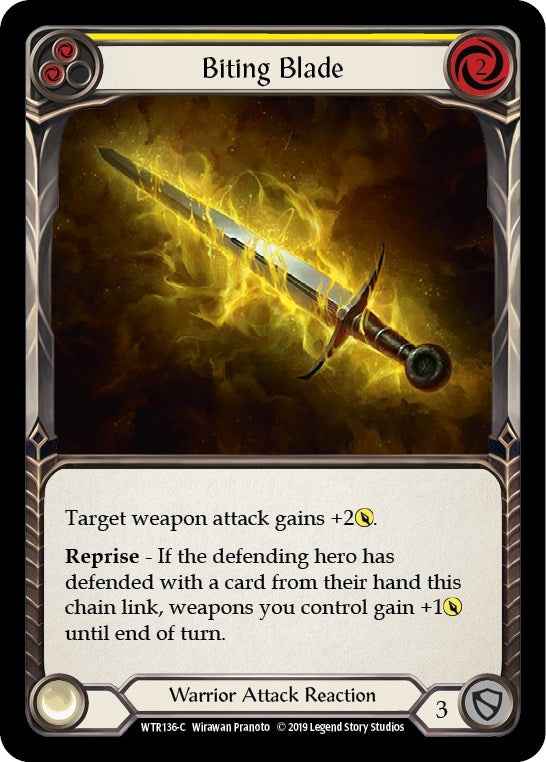 Image for Biting Blade (Yellow) (WTR136) - Flesh and Blood TCG