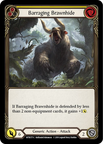 Image for Barraging Brawnhide (Yellow) (WTR177) - Flesh and Blood TCG