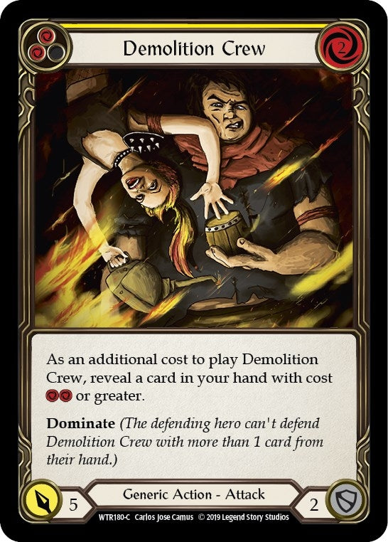 Image for Demolition Crew (Yellow) (WTR180) - Flesh and Blood TCG