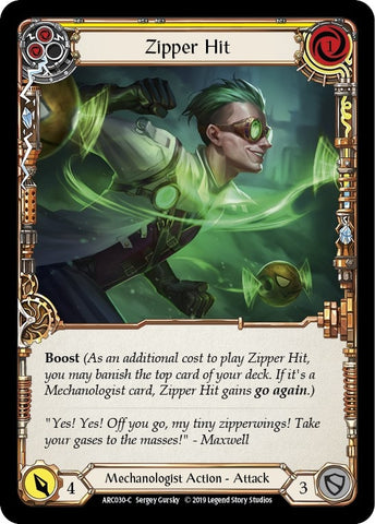 Image for Zipper Hit (Yellow) (ARC030) (Arcane Rising) - Flesh and Blood TCG