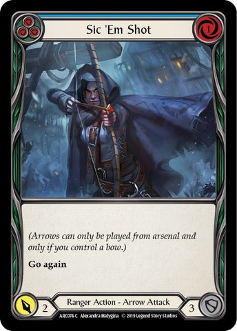 Image for Sic 'Em Shot (Blue) (ARC074) (Arcane Rising) - Flesh and Blood TCG
