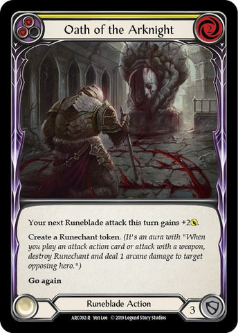 Image for Oath of the Arknight (Yellow) (ARC092) (Arcane Rising) - Flesh and Blood TCG