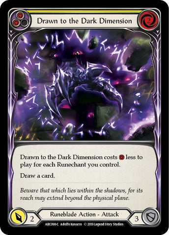Image for Drawn to the Dark Dimension (Yellow) (ARC098) (Arcane Rising) - Flesh and Blood TCG