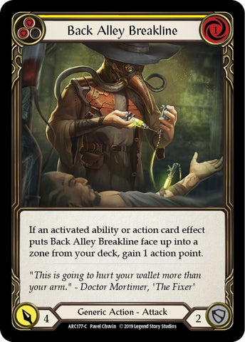 Image for Back Alley Breakline (Yellow) (ARC177) (Arcane Rising) - Flesh and Blood TCG
