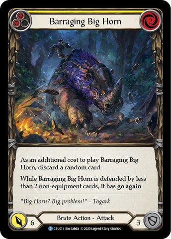 Image for Barraging Big Horn (Yellow) (CRU011) (Crucible of War) - Flesh and Blood TCG