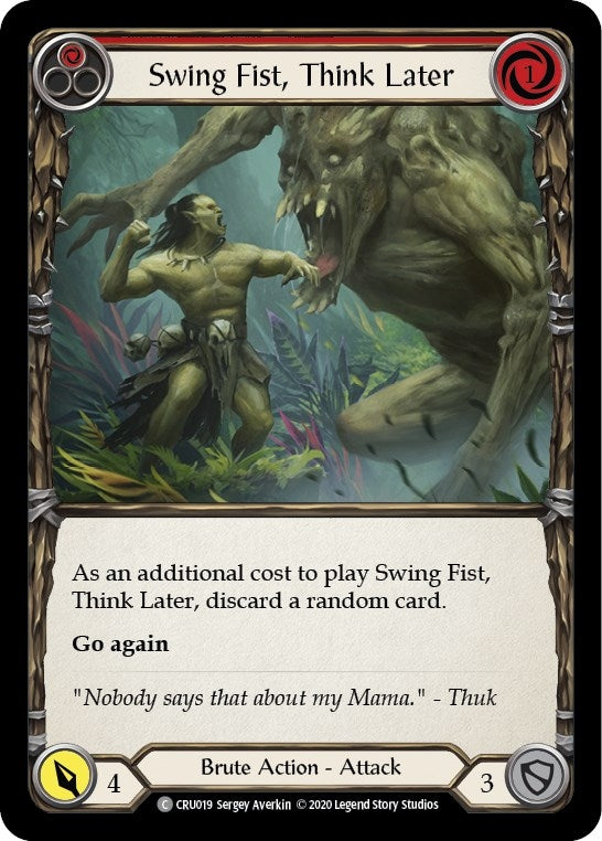Image for Swing Fist, Think Later (Red) (CRU019) (Crucible of War) - Flesh and Blood TCG