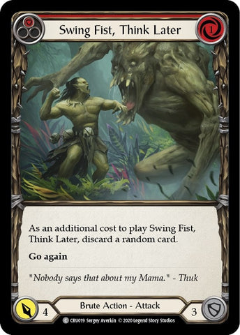 Image for Swing Fist, Think Later (Red) (CRU019) (Crucible of War) - Flesh and Blood TCG