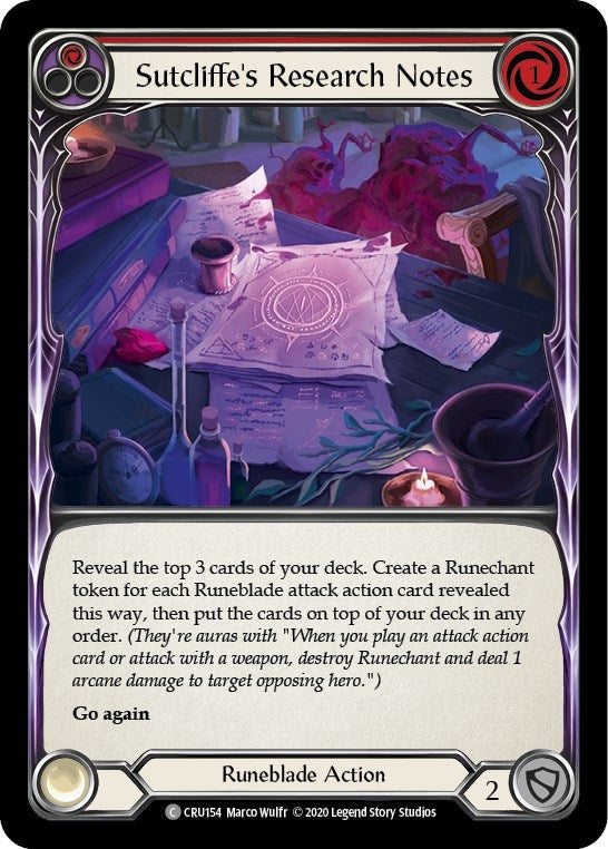 Image for Sutcliffe's Research Notes (Red) (CRU154) (Crucible of War) - Flesh and Blood TCG
