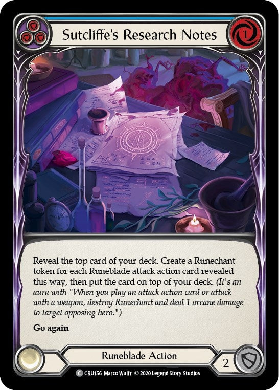 Image for Sutcliffe's Research Notes (Blue) (CRU156) (Crucible of War) - Flesh and Blood TCG