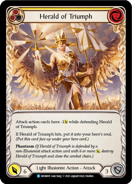 Herald of Triumph (Yellow) [MON009-RF] (Monarch) 1st Edition Rainbow Foil