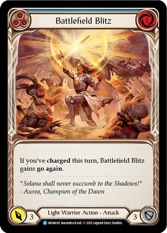 Battlefield Blitz (Blue) [MON038-RF] (Monarch) 1st Edition Rainbow Foil