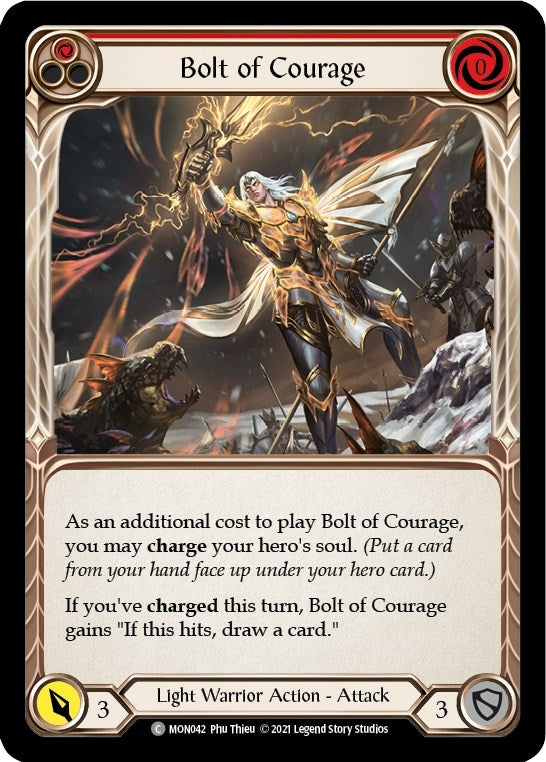 Bolt of Courage (Red) [MON042-RF] (Monarch) 1st Edition Rainbow Foil