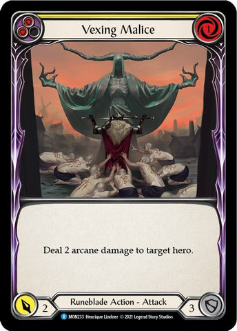 Vexing Malice (Yellow) [MON233-RF] (Monarch) 1st Edition Rainbow Foil