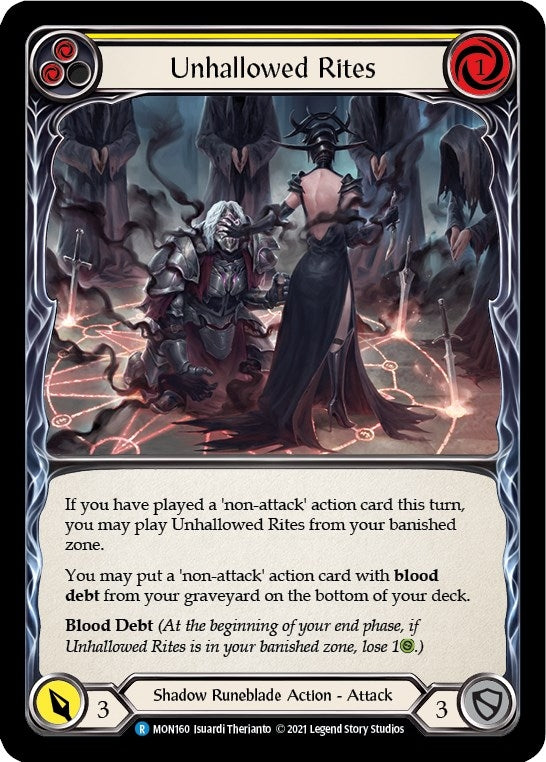 Unhallowed Rites (Yellow) [U-MON160-RF] (Monarch Unlimited) Unlimited Rainbow Foil