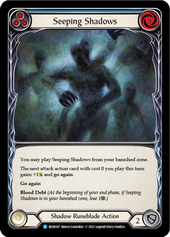 Seeping Shadows (Blue) [MON167-RF] (Monarch) 1st Edition Rainbow Foil