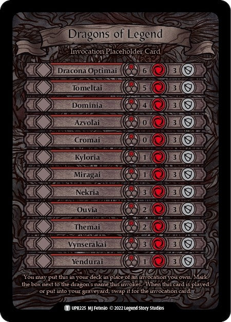 Image for Dragons of Legend Invocation Placeholder Card (UPR225) (Uprising) - Flesh and Blood TCG