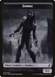 Ob Nixilis, Reignited Emblem // Zombie (010) Double-sided Token [Commander 2019]