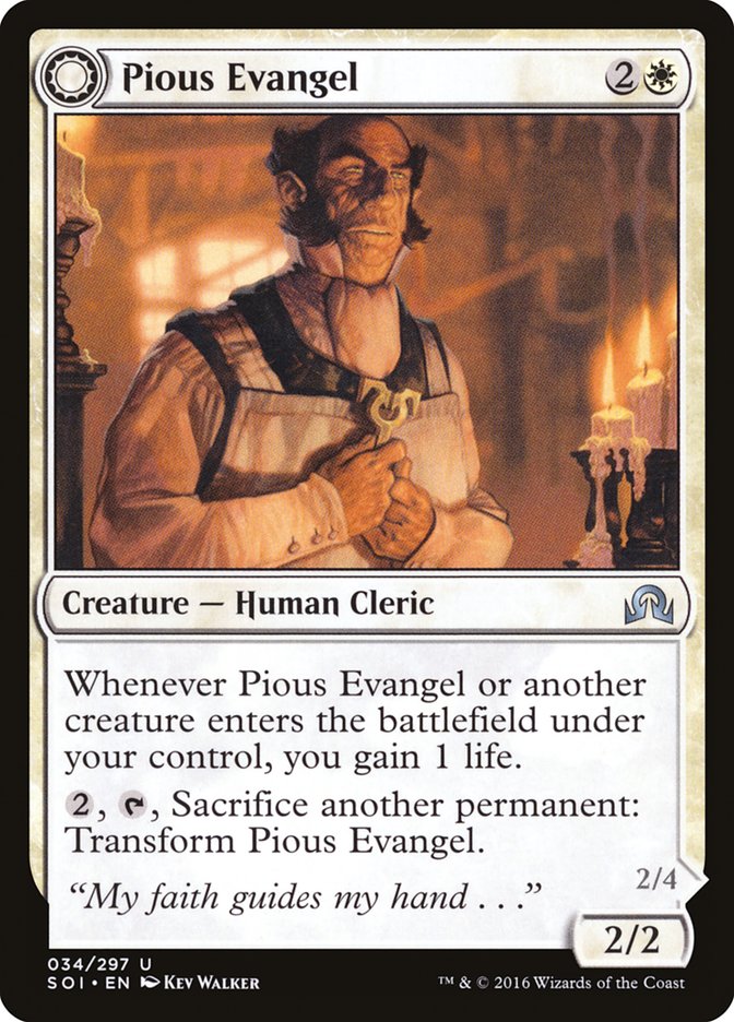 Pious Evangel // Wayward Disciple [Shadows over Innistrad]