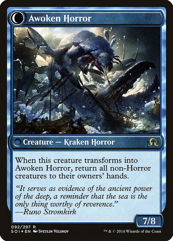 Thing in the Ice // Awoken Horror (Prerelease) [Shadows over Innistrad Prerelease Promos]