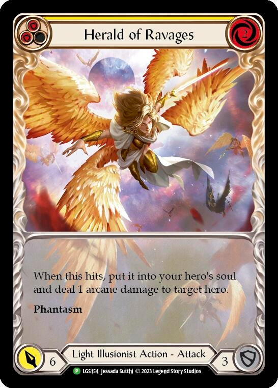 Herald of Ravages (Yellow) (Extended Art) [LGS154] (Promo) Rainbow Foil