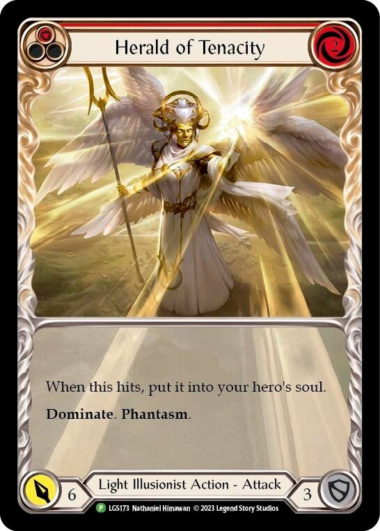Herald of Tenacity (Red) [LGS173] (Promo) Rainbow Foil