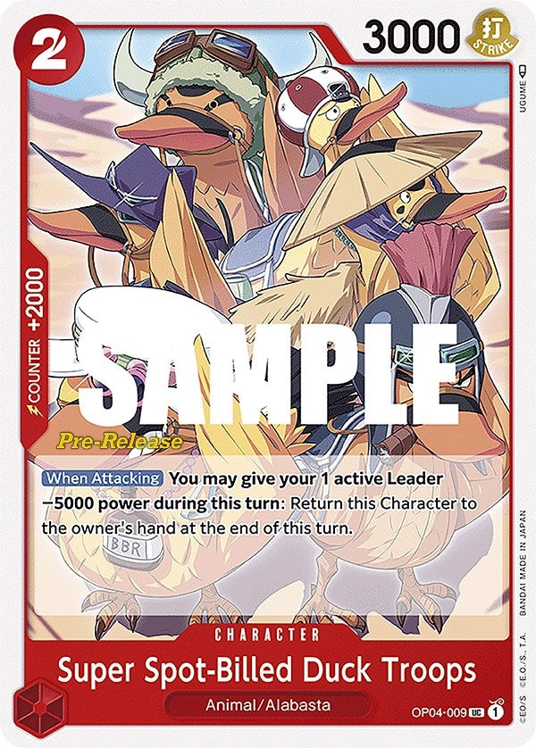 Image for Super Spot-Billed Duck Troops (OP04-009) [Kingdoms of Intrigue Pre-Release Cards] - One Piece Card Game