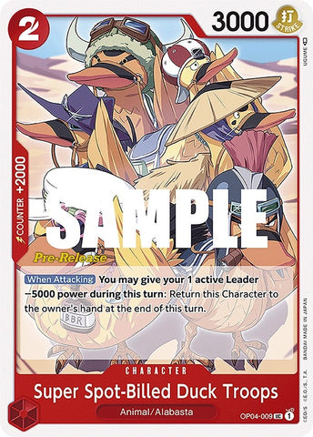 Image for Super Spot-Billed Duck Troops (OP04-009) [Kingdoms of Intrigue Pre-Release Cards] - One Piece Card Game