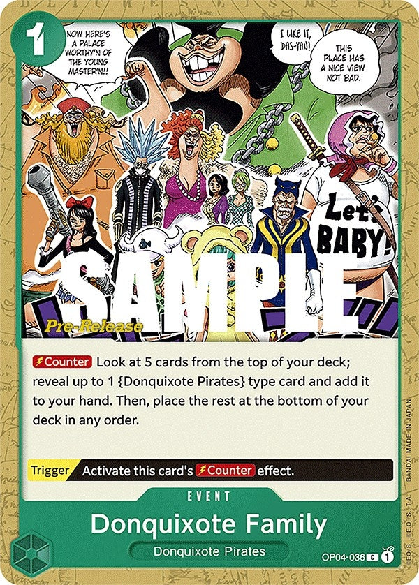 Image for Donquixote Family (OP04-036) [Kingdoms of Intrigue Pre-Release Cards] - One Piece Card Game