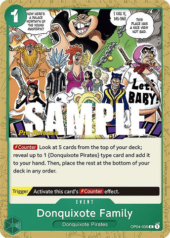 Image for Donquixote Family (OP04-036) [Kingdoms of Intrigue Pre-Release Cards] - One Piece Card Game