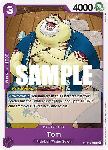 Image for Tom (OP04-061) [Kingdoms of Intrigue Pre-Release Cards] - One Piece Card Game