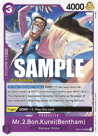 Mr.2.Bon.Kurei(Bentham) (OP04-069) [Kingdoms of Intrigue Pre-Release Cards]