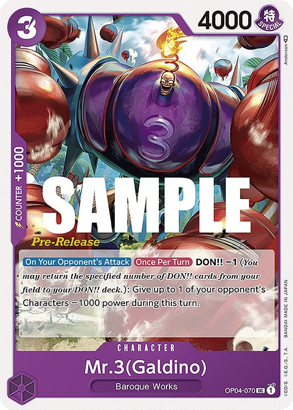 Image for Mr.3 (Galdino) (OP04-070) [Kingdoms of Intrigue Pre-Release Cards] - One Piece Card Game