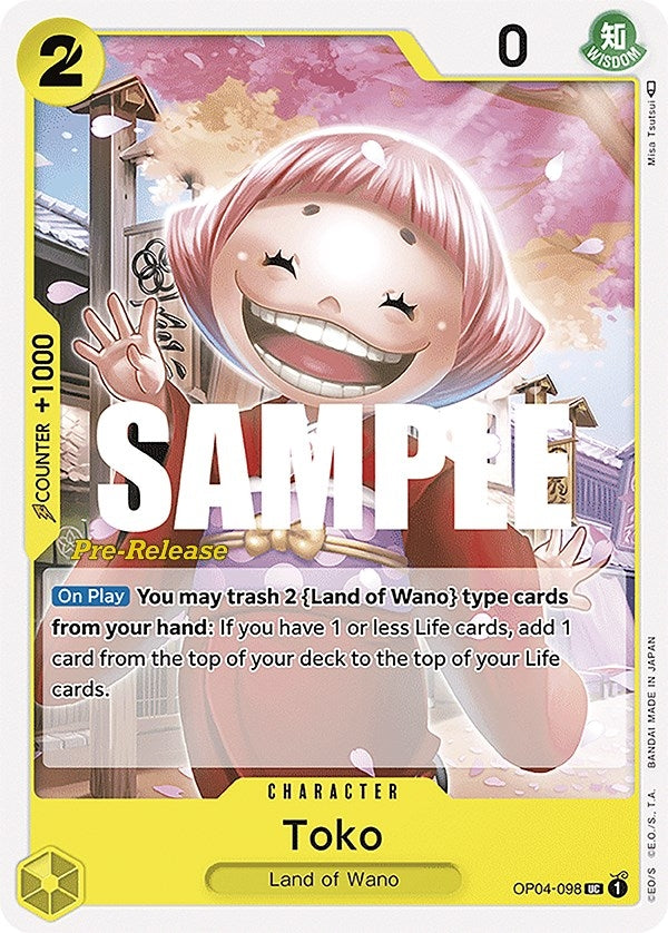 Image for Toko (OP04-098) [Kingdoms of Intrigue Pre-Release Cards] - One Piece Card Game