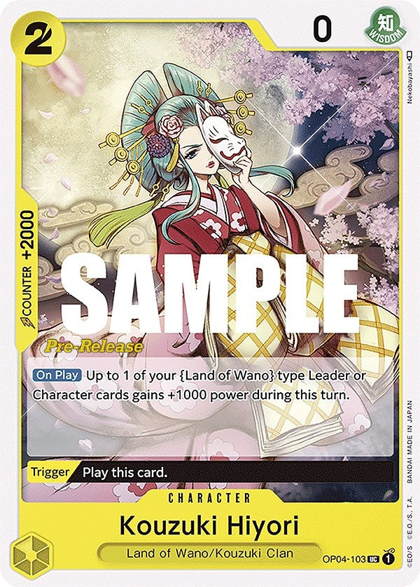 Image for Kouzuki Hiyori (OP04-103) [Kingdoms of Intrigue Pre-Release Cards] - One Piece Card Game