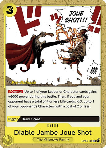 Image for Diable Jambe Joue Shot (OP04-116) [Kingdoms of Intrigue Pre-Release Cards] - One Piece Card Game