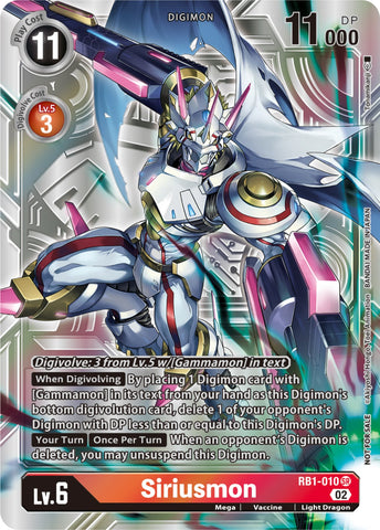 Siriusmon [RB1-010] (Box Topper) [Resurgence Booster]