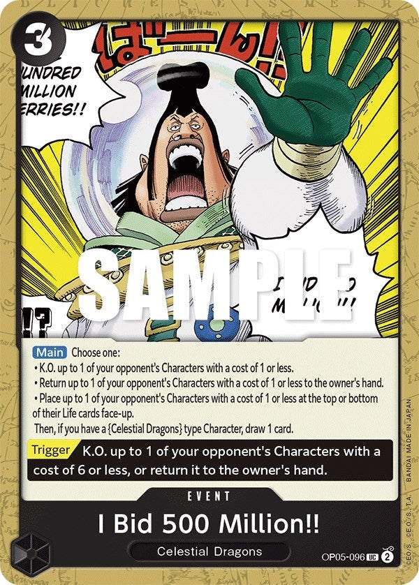 Image for I Bid 500 Million!! (OP05-096) [Awakening of the New Era] - One Piece Card Game