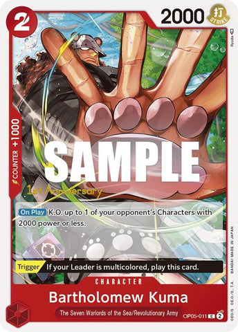 Image for Bartholomew Kuma (OP05-011) [Awakening of the New Era: 1st Anniversary Tournament Cards] - One Piece Card Game
