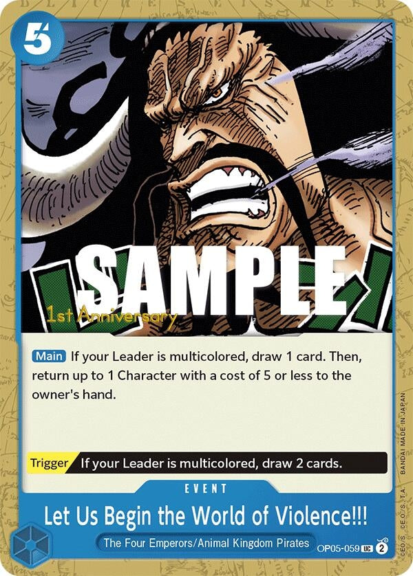 Image for Let Us Begin the World of Violence!! (OP05-059) [Awakening of the New Era: 1st Anniversary Tournament Cards] - One Piece Card Game