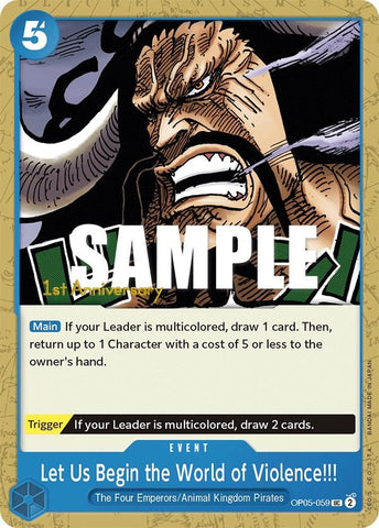 Image for Let Us Begin the World of Violence!! (OP05-059) [Awakening of the New Era: 1st Anniversary Tournament Cards] - One Piece Card Game